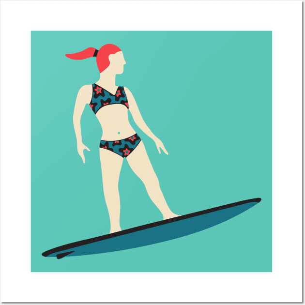 STOKED SURFER GIRL Tropical Summer Ocean Surfing Surfboard Sports - UnBlink Studio by Jackie Tahara Wall Art by UnBlink Studio by Jackie Tahara